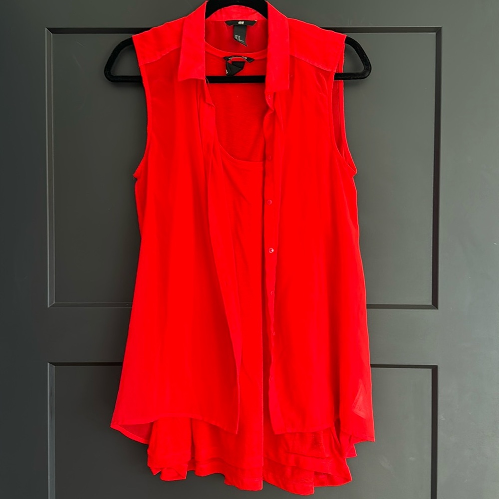 H&M set top and shirt sleeveless red